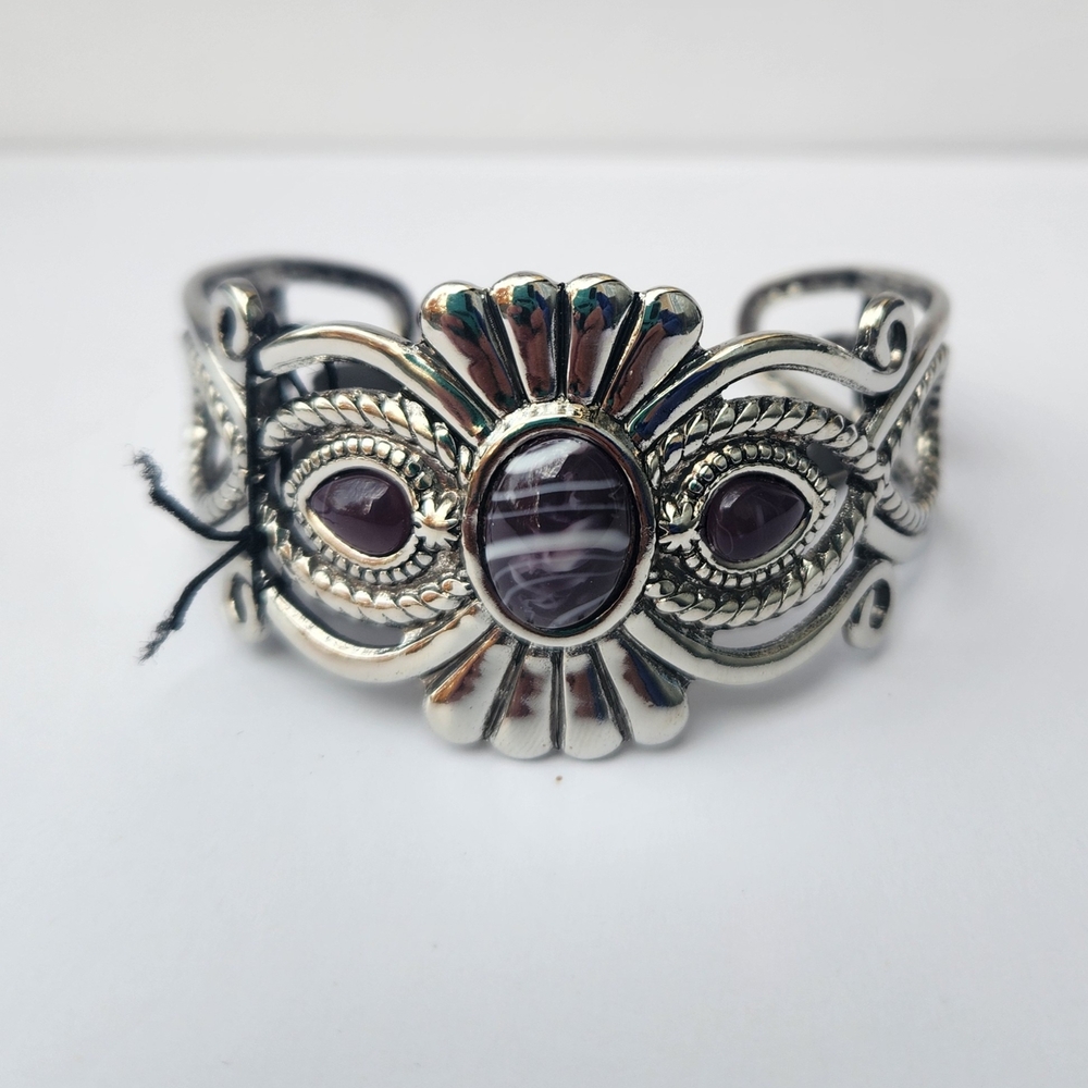 Elegant Silver and Purple Women's Bracelet